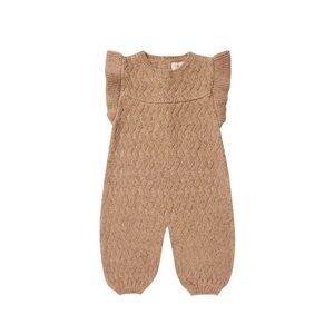 Quincy Mae Mira Knit Romper | Heathered Apricot